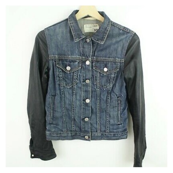 Rag and Bone Denim Jacket With Leather Sleeves. - Picture 3 of 6